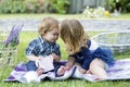 Baby child enjoy the summer on the nature in the park outdoor. Children on pirnic.