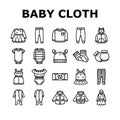 baby child infant fashion cloth icons set vector