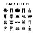 baby child infant fashion cloth icons set vector