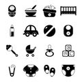 Baby Childhood Isolated Silhouette Icons Symbols Set Vector Illustration Royalty Free Stock Photo