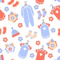 Baby clothes background. Newborn store pattern.