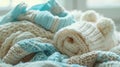 baby clothes or blankets knitted by grandmothers