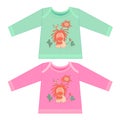 Baby clothes with cartoon animals. Sketchy little pink lion