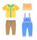 Baby Clothes Collection for Boys in Toddlers Age Royalty Free Stock Photo