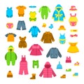 Baby clothes flat vector illustrations set Royalty Free Stock Photo