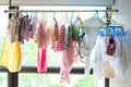 Baby clothes hangs on Royalty Free Stock Photo