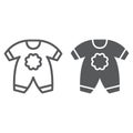 Baby clothes line and glyph icon, kid and clothing, body dress sign, vector graphics, a linear pattern