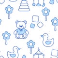 Baby clothes line seamless pattern. Newborn tile. Royalty Free Stock Photo