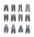 Baby clothes pants jeans overalls solid silhouette icons