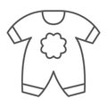 Baby clothes thin line icon, kid and clothing, body dress sign, vector graphics, a linear pattern on a white background.