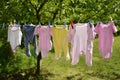 Baby clothes on the washing line Royalty Free Stock Photo