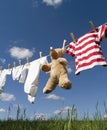 Baby clothing on a clothesline