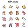 Baby color line icon set vector illustration graphic design