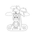 Baby coloring book with cute zebra palm tree cloud