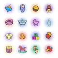 Baby comics icon set