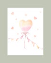 Baby Congratulations Card. Watercolor Heart Balloon Clipart