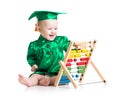 Baby with counter toy. Concept of early learning Royalty Free Stock Photo