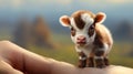 Baby Cow In Hand: A Close-up Shot Inspired By Raphael Lacoste And Anne Geddes Royalty Free Stock Photo