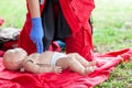 Baby CPR dummy first aid training Royalty Free Stock Photo