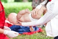 Baby CPR dummy first aid training Royalty Free Stock Photo