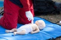 Baby CPR dummy first aid training Royalty Free Stock Photo