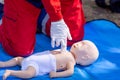 Baby CPR dummy first aid training Royalty Free Stock Photo