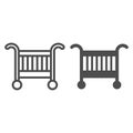 Baby cradle bed line and glyph icon. Baby crib vector illustration isolated on white. Sleep outline style design