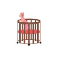 Baby in cradle flat color vector faceless character