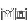 Baby cradle line and glyph icon. Kids bed vector illustration isolated on white. Sleep outline style design, designed