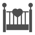 Baby cradle solid icon. Kids bed vector illustration isolated on white. Sleep glyph style design, designed for web and