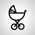 baby cradle line icon. baby buggy linear outline icon, baby carriage icon