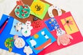 Baby crafts from play dough and paper, early eduction