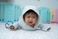 Baby crawing and crying Royalty Free Stock Photo