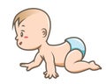 Baby Crawling Happily Vector Illustration