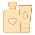 Baby cream bottles flat icon. Lotion and cream bottle orange icons in trendy flat style. Baby hygiene gradient style