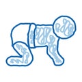 Baby Creeping doodle icon hand drawn illustration Royalty Free Stock Photo
