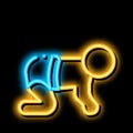 Baby Creeping neon glow icon illustration Royalty Free Stock Photo