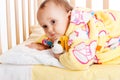 Baby in crib Royalty Free Stock Photo