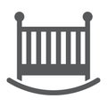 Baby crib glyph icon, child and bed, cot sign, vector graphics, a solid pattern on a white background.