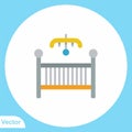 Baby crib vector icon sign symbol Royalty Free Stock Photo