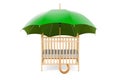 Baby crib, infant bed under umbrella. 3D rendering Royalty Free Stock Photo