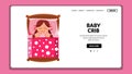 Baby Crib Sleeping Little Girl Sweet Dreams Vector