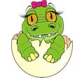 Baby crocodile girl with pink bow Royalty Free Stock Photo