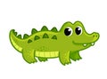 Baby crocodile on a white background. Vector illustration with a crocodile in cartoon style