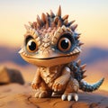 Cartoonish Baby Reptile Model With Playful Design