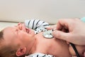 Baby crying while examined by doctor Royalty Free Stock Photo