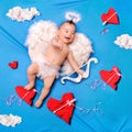 Baby cupid with angel wings Royalty Free Stock Photo