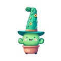 a cactus wearing a wizard hat. Ai-generated.