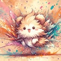 Baby, cute, cartoon Squirrel, watercolor, AI Generation