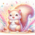 Baby, cute, cartoon Squirrel, watercolor, AI Generation